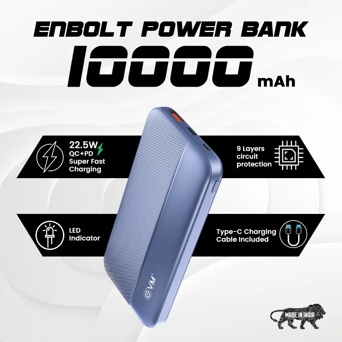 EVM Power Bank 10000 mAh Enbolt 22.5W QC+PD (EVM P0208) view 5